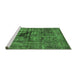 Sideview of Machine Washable Oriental Green Industrial Area Rugs, wshurb1851grn