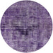 Round Mid-Century Modern Purple Oriental Rug, urb1851