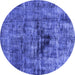 Round Oriental Blue Industrial Rug, urb1851blu