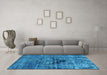 Machine Washable Oriental Light Blue Industrial Rug in a Living Room, wshurb1851lblu