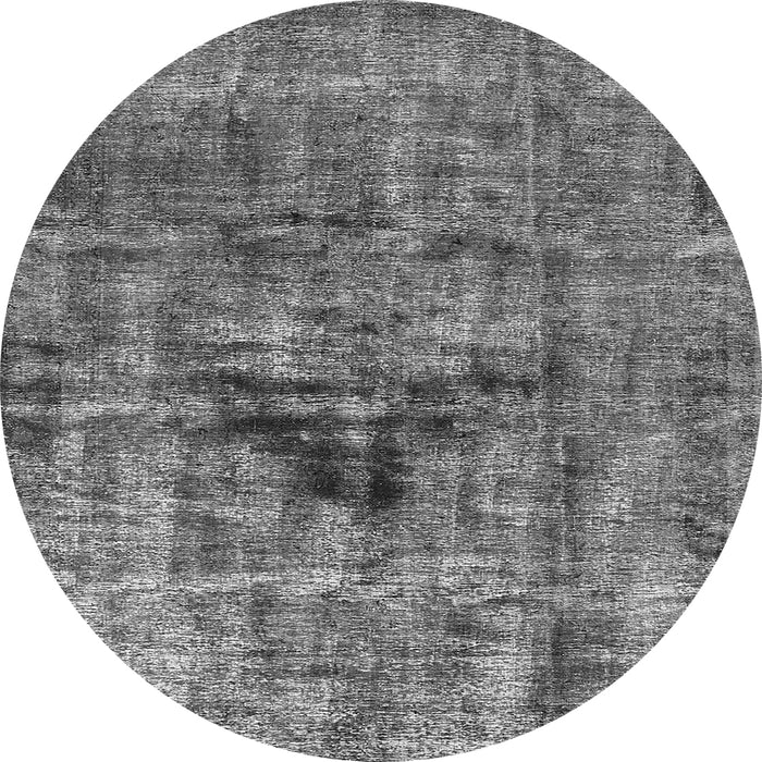Round Machine Washable Oriental Gray Industrial Rug, wshurb1851gry