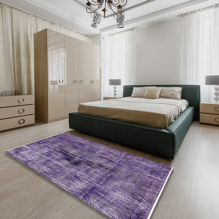 Machine Washable Industrial Modern Purple Rug in a Bedroom, wshurb1851