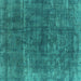 Square Oriental Turquoise Industrial Rug, urb1852turq