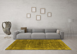 Machine Washable Oriental Yellow Industrial Rug in a Living Room, wshurb1852yw