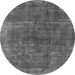 Round Oriental Gray Industrial Rug, urb1852gry