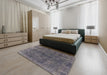 Mid-Century Modern Gray Oriental Rug in a Bedroom, urb1852