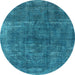 Round Oriental Light Blue Industrial Rug, urb1852lblu