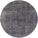 Round Machine Washable Industrial Modern Grey Gray Rug, wshurb1852