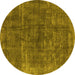 Round Oriental Yellow Industrial Rug, urb1852yw