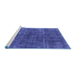 Sideview of Machine Washable Oriental Blue Industrial Rug, wshurb1852blu