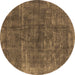 Round Oriental Brown Industrial Rug, urb1852brn