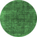 Round Oriental Emerald Green Industrial Rug, urb1852emgrn