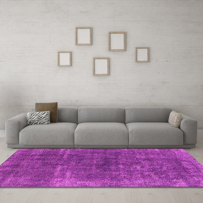 Machine Washable Oriental Pink Industrial Rug in a Living Room, wshurb1852pnk