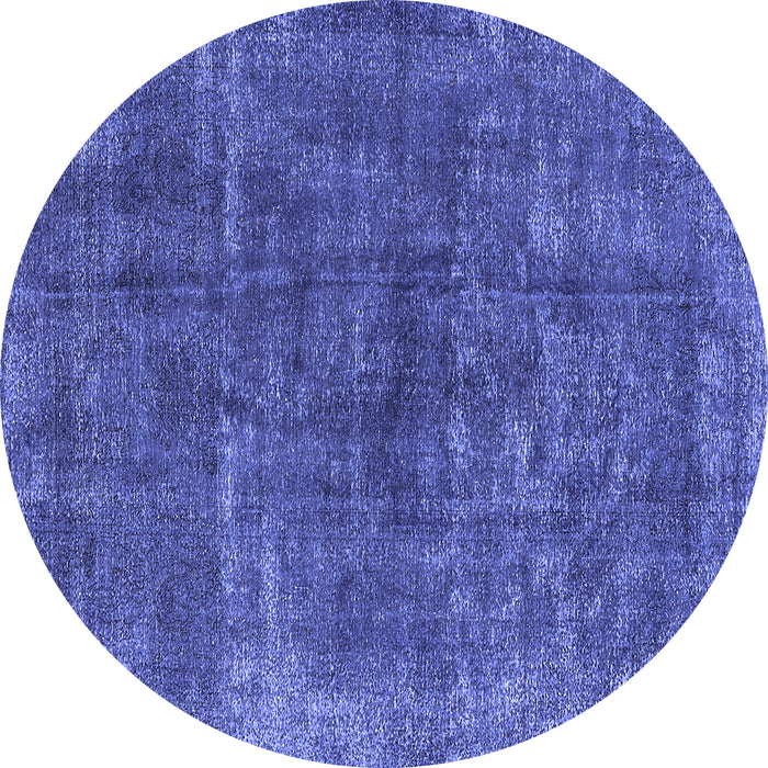 Round Oriental Blue Industrial Rug, urb1852blu