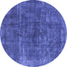 Round Oriental Blue Industrial Rug, urb1852blu