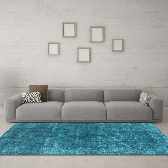 Machine Washable Oriental Light Blue Industrial Rug in a Living Room, wshurb1852lblu