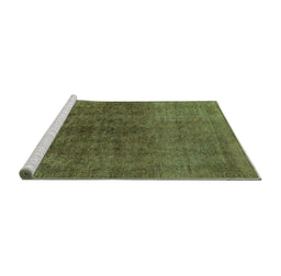 Sideview of Machine Washable Oriental Green Industrial Area Rugs, wshurb1853grn