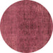 Round Oriental Brown Industrial Rug, urb1853brn