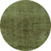 Round Oriental Green Industrial Rug, urb1853grn