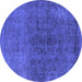 Round Oriental Blue Industrial Rug, urb1853blu