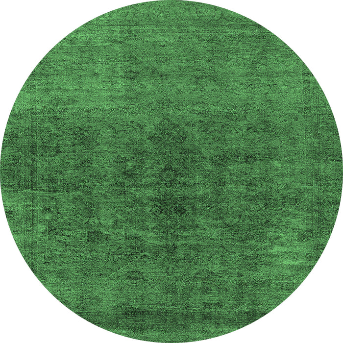 Round Oriental Emerald Green Industrial Rug, urb1853emgrn