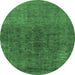 Round Oriental Emerald Green Industrial Rug, urb1853emgrn