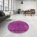 Round Machine Washable Industrial Modern Medium Violet Red Pink Rug in a Office, wshurb1853