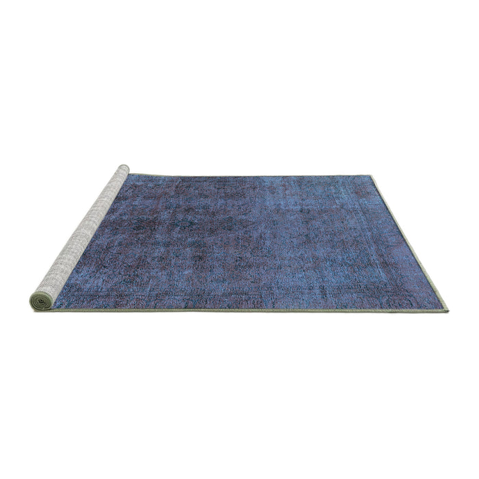Sideview of Machine Washable Oriental Turquoise Industrial Area Rugs, wshurb1853turq