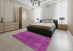 Mid-Century Modern Violet Red Pink Oriental Rug in a Bedroom, urb1853