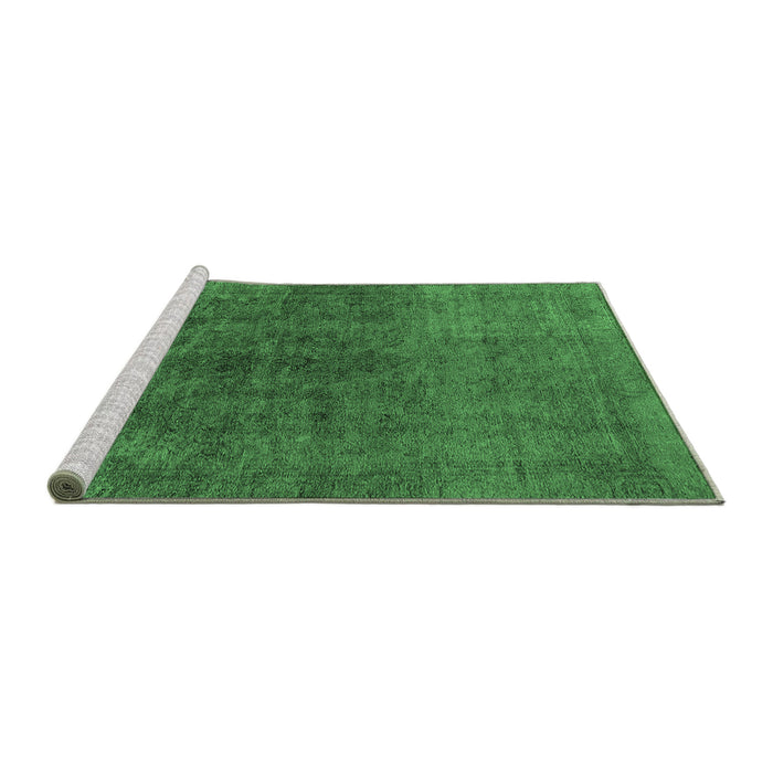 Sideview of Machine Washable Oriental Emerald Green Industrial Area Rugs, wshurb1853emgrn