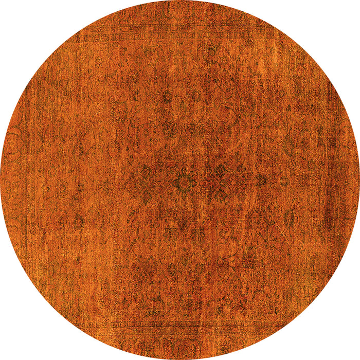 Round Oriental Yellow Industrial Rug, urb1853yw