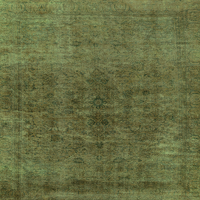 Square Machine Washable Oriental Green Industrial Area Rugs, wshurb1853grn