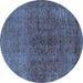 Round Oriental Turquoise Industrial Rug, urb1853turq