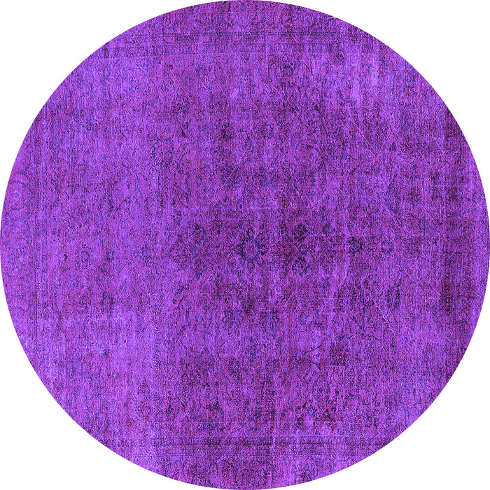 Round Machine Washable Oriental Purple Industrial Area Rugs, wshurb1853pur