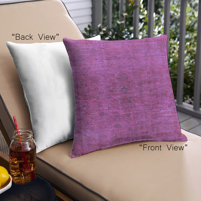 Front View of Mid-Century Modern Urban Square Medium Violet Red Pink Throw Pillow, 18 inch by 18 inch, pwurb1853