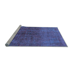 Sideview of Machine Washable Oriental Light Blue Industrial Rug, wshurb1853lblu