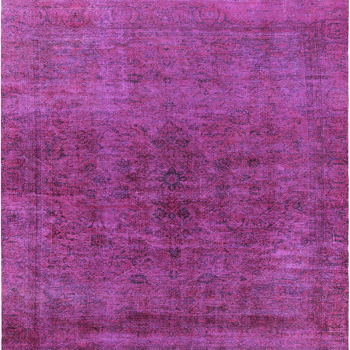Square Machine Washable Industrial Modern Medium Violet Red Pink Rug, wshurb1853