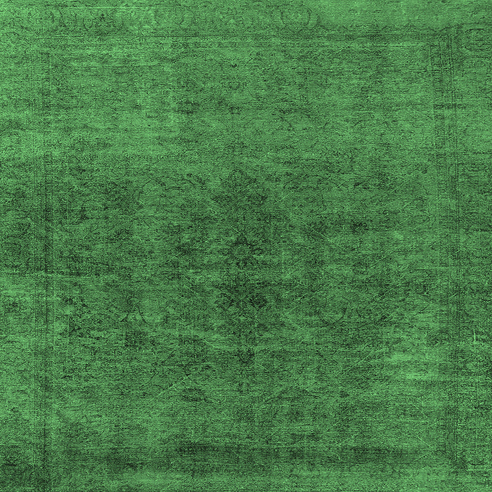 Square Machine Washable Oriental Emerald Green Industrial Area Rugs, wshurb1853emgrn