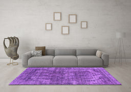 Machine Washable Oriental Purple Industrial Area Rugs in a Living Room, wshurb1854pur
