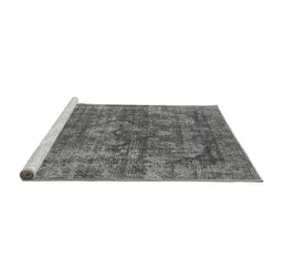 Sideview of Machine Washable Oriental Gray Industrial Rug, wshurb1854gry