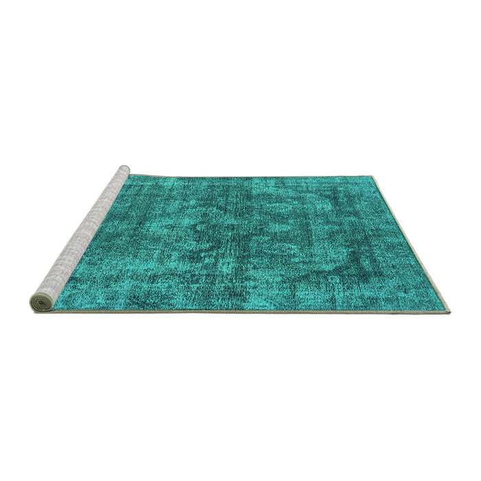 Sideview of Machine Washable Oriental Turquoise Industrial Area Rugs, wshurb1854turq