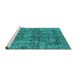 Sideview of Machine Washable Oriental Turquoise Industrial Area Rugs, wshurb1854turq