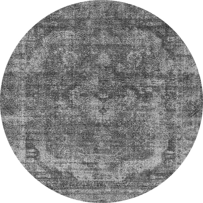 Round Machine Washable Oriental Gray Industrial Rug, wshurb1854gry