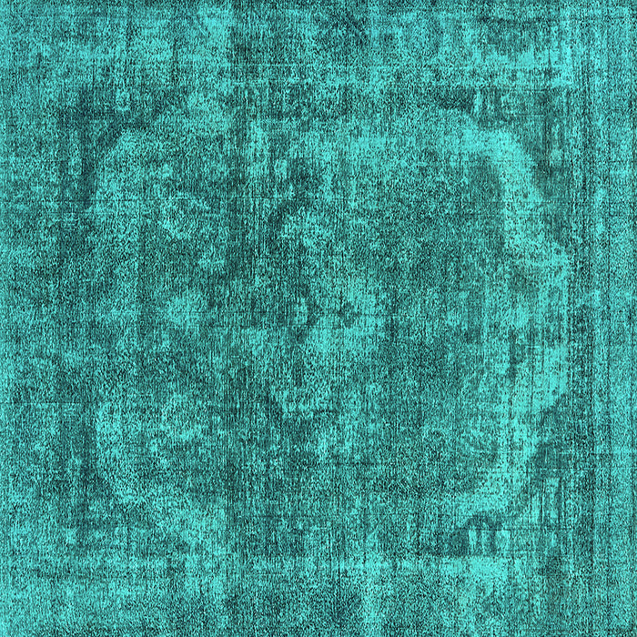 Square Machine Washable Oriental Turquoise Industrial Area Rugs, wshurb1854turq