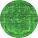 Round Oriental Green Industrial Rug, urb1854grn