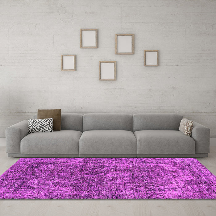 Machine Washable Oriental Pink Industrial Rug in a Living Room, wshurb1854pnk