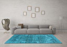 Machine Washable Oriental Light Blue Industrial Rug in a Living Room, wshurb1854lblu