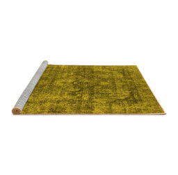 Sideview of Machine Washable Oriental Yellow Industrial Rug, wshurb1854yw