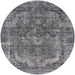 Round Machine Washable Industrial Modern Dark Gray Rug, wshurb1854