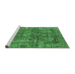 Sideview of Machine Washable Oriental Emerald Green Industrial Area Rugs, wshurb1854emgrn